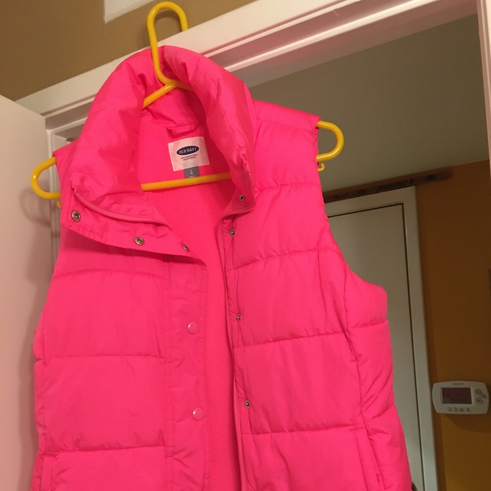 OLD NAVY Fleece Lined Hot Pink Puffer Vest - L